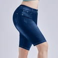 thumbnail image 2 of Shorts for Women Relaxed Fit High Waist Elastic Imitation Denim Casual Outer Shorts, 2 of 4