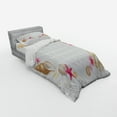 thumbnail image 3 of Pearls Duvet Cover Set, Frame Seashells Starfish Stones Frangipani Exotic Flower Pattern Print Art, Bedding Set with Shams and Fitted Sheet, 3 Sizes, by Ambesonne, 3 of 3
