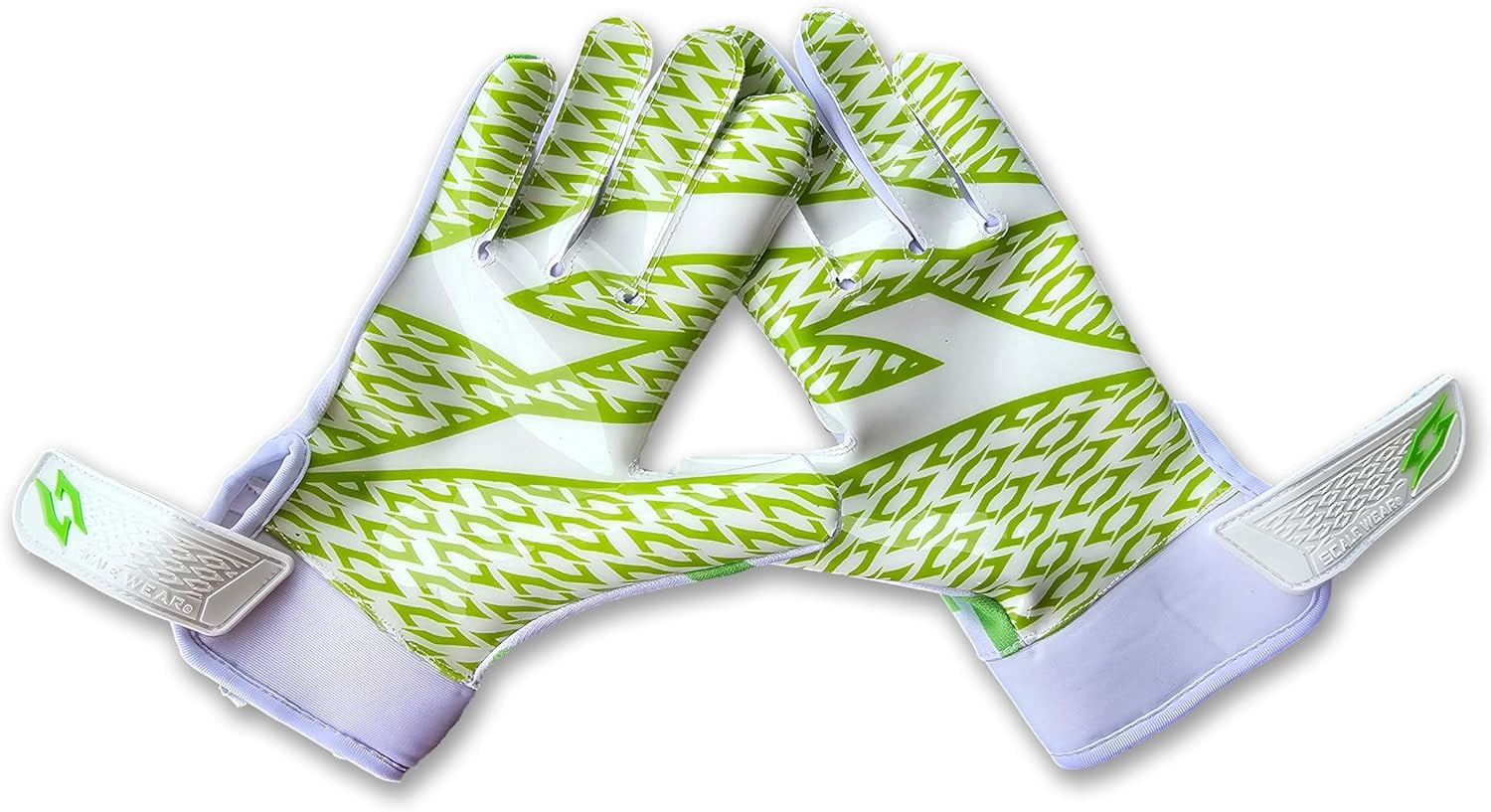 Stealth Football Receiver Gloves White - Battle College Lineman Football Receiver Gloves Be a Villain Not a Joker Adult Men Youth Boys Small to XXL Sizes