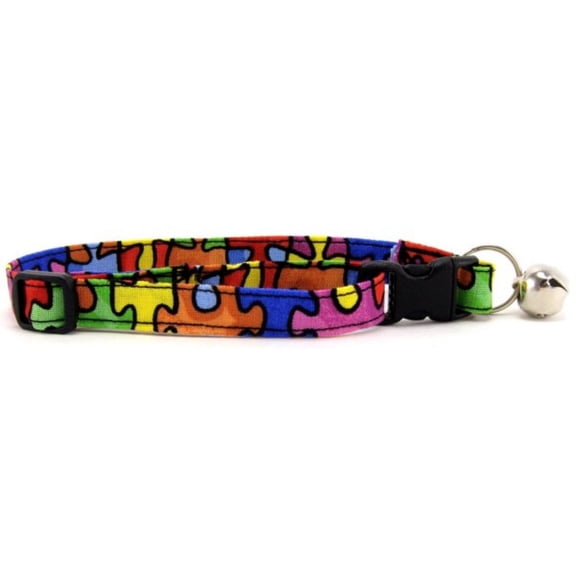 Autism Awareness Rainbow Puzzle Cat Collar