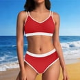 thumbnail image 2 of Conjunto de Bikini de Cintura Alta para Mujeres Traje de Baño de Dos Piezas de Control Del Estómago, Traje de Baño de Bloque de Color con Almohadillas Extraíbles, 2 of 9