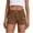 Brown, variant on Women's Denim Shorts Stretchy Slim Fit Cargo Pockets Button Casual Summer Beach Hot Pants
