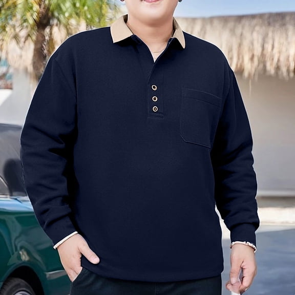 Gifts Dianli Men's Big and Tall Casual Long Sleeve Stand Collar Shirt Zipper Closure Business T-Shirt Top Plus Size 1X-5XL Solid Color Work and Daily Wear