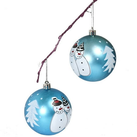 Christmas Snowman Set Perfect Holiday 3.14'' Shatterproof Handpainted Snowman Christmas Ball Ornament (Set of 2) ()