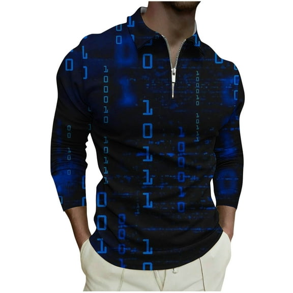 ZCFZJW Mens Knit Polo Shirt Quarter Zip Slim Fit Pullover Long Sleeve Sweater Trendy Big and Tall Graphic Polo Sweatshirts Lightweight Soft Cotton T-Shirts Blue XXXXXL