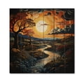 thumbnail image 3 of Designart "Countryside Crimson Sunset horizon IV" Landscapes Print on Natural Pine Wood, 3 of 5