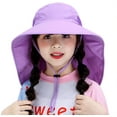 thumbnail image 6 of Muryobao Kids Child Girls Boys Summer Sun Hat Wide Brim UV Protection UPF50+ Hats Mesh Bucket Cap for Beach Fishing with Neck Flap Purple, 6 of 7