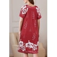 thumbnail image 4 of Ekouaer Robe for Women Short Zipper Floral Print Bathrobe Short Sleeve Pleated Neckline Robes Zip Up Comfy Night Gowns Soft Loungewear, 4 of 5