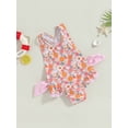 thumbnail image 2 of Suealasg Little Girl Summer One Piece Swimsuit Sleeveless Floral Stripes Monokini Swimwear 1T 2T 3T 4T 5T Kids Toddler Girls Bathing Suit Beach Wear, 2 of 6