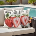 thumbnail image 4 of Strawberry Outdoor Waterproof Pillow Covers, Red Summer Fruits Green Botanical Decorative Square Throw Pillowcase Sofa Cushion Sham for Patio/Couch/Chair, 20"x20" 2 Pack, 4 of 8