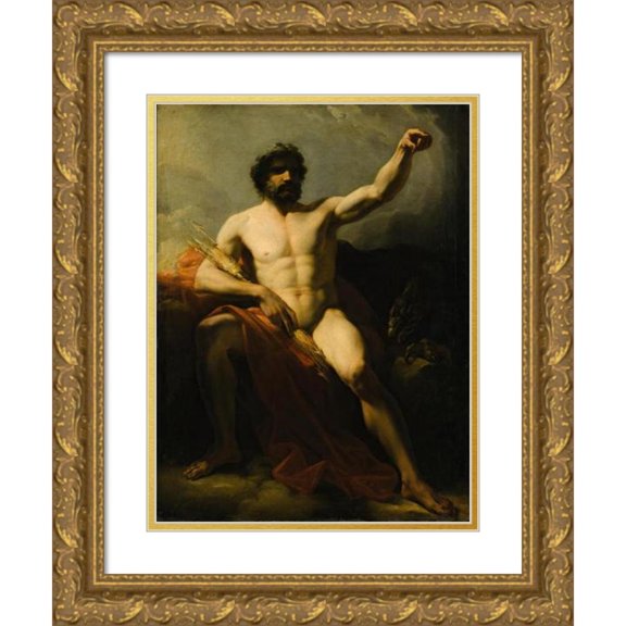 Heinrich Friedrich Füger 14x18 Gold Ornate Wood Frame and Double Matted Museum Art Print Titled - Jupiter