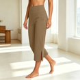 thumbnail image 6 of Yoga Capris for Women Tummy Control Stretch Wide Leg Workout Pants with Pockets Summer Lounge Athletic Trousers 2026 Camel XXL, 6 of 7