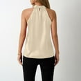 thumbnail image 6 of TTUHYWXI Womens Silk Satin Halter Tops Casual Sleeveless Keyhole Mock Neck Tank Top Summer Sexy Curved Hem Dressy Blouse Shirt (Beige, S), 6 of 9