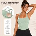 thumbnail image 4 of Carlikeit Women's Built In Bra Crop Tank Top Square Neck Spaghetti Strap Workout Yoga Cami with Removable Pads, 4 of 11
