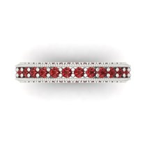 1.44 ctw Wedding Band for Women - 18K White Gold Natural Garnet Stackable Eternity Ring