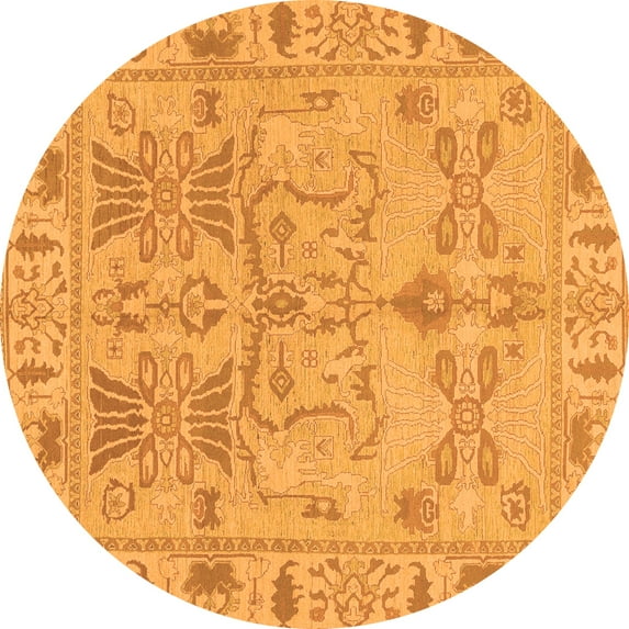 Ahgly Company Indoor Round Oriental Orange Traditional Area Rugs, 7' Round