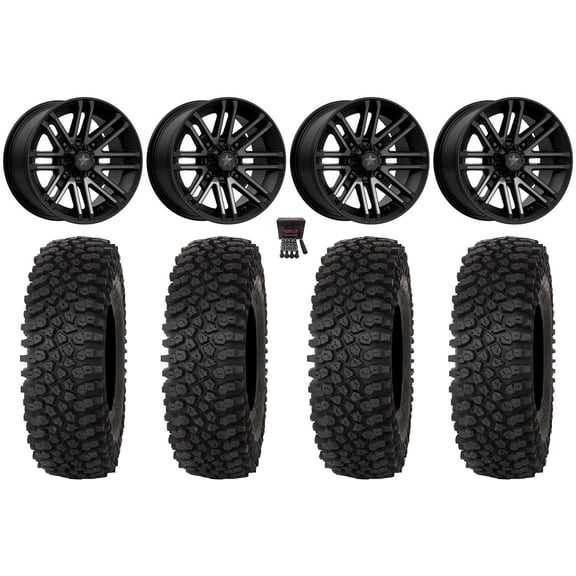 MSA Rogue 14" Wheels Black 28" Roctane ST Tires Yamaha Viking Wolverine YXZ1000R CFMoto ZForce 950 UForce 1000
