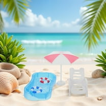 Soimiss 1 Set Miniature Dollhouse Pool Set for Kids Indoor Outdoor Play with Pink Plastic