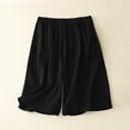 thumbnail image 2 of cfhntfmh Elastic Waisted Shorts for Women Baggy Wide Leg Shorts Knee Length Flowy Short Pants with Pocket, 2 of 7