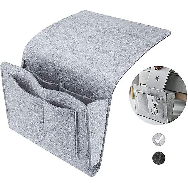 Bolsa de fieltro para colgar en la mesita de noche (gris claro), bolsa de almacenamiento para mesita de noche, bolsa de almacenamiento para mesita de noche, organizador para mesita de noche