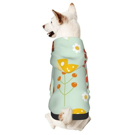 Cauagu Mushroom Bee Pattern Winter Pet Hoodie Sweatshirts- Dog Hoodie Sweater with Leash Hole - Cute Dog Hoodie - Pet Clothes Puppy Cat Custume -X-Small