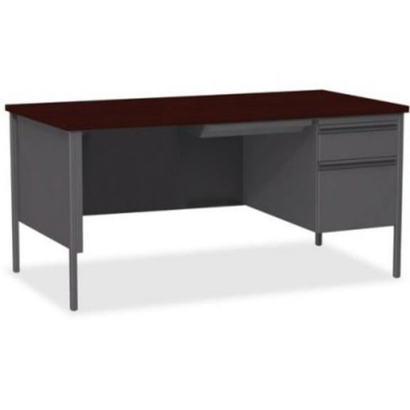 30 x 66 in. Fortress Series Right-Pedestal Desk, Laminated & Mahogany