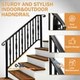 thumbnail image 3 of IVV Step Handrail Fit for 4 or 5 Steps, Galvanized Iron Handrail for Outdoor Steps, Matte Black Stair Railings with Installation Kit, 3 of 9