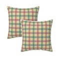 thumbnail image 1 of Velvet Decorative Throw Pillow Covers Set of 2, Soft Square Cushion Cover with Invisible Zipper Retro Red Green Plaid Check Printing, 18"x18", 1 of 7