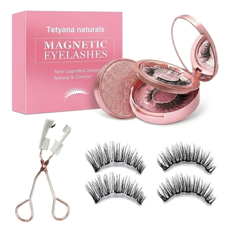 Magnetic Eyelashes with Applicator, False Lashes with No Glue 3D Reusable Design, Dual Magnetic Eyelashes Natural Look Set for All Eye Shapes