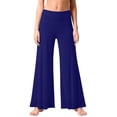 thumbnail image 2 of Fold Over Pants Women Y2K Low Rise Bell Bottoms Summer Beach Wide Leg Foldover Yoga Pants Lounge Flare Leggings 2026 Dark Blue S, 2 of 5