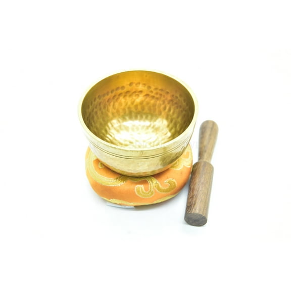 3 Inches Tibetan Hand Beaten Singing Bowl Set - for Meditation, Healing, Mindfulness, Relaxation By GK&CO. Including free Wooden Mallet/Strike and Silk Made Cushion