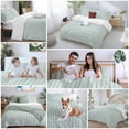 thumbnail image 5 of 3 Piece Blue Green Duvet Cover Set Queen Size,Microfiber Comforter/Quilt Cover with Corner Ties and 2 Pillowcases,Grid Checkered Plaid Gingham Lattice Trellis All Season Bedding with Zipper Closure, 5 of 8
