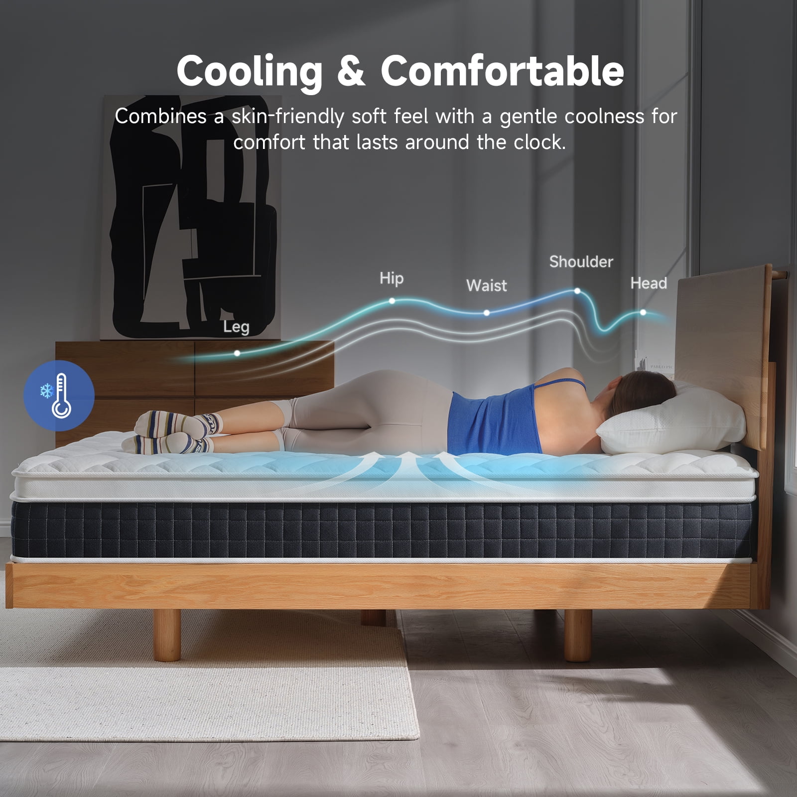 King Size Hybrid Mattress, Z-HOM Classic 10 inch Foam Euro Top Mattress, 5-Zone Pocket Spring Support for Back Pain, Medium Firm