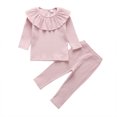 thumbnail image 2 of xiaxaixu 2Pcs Girls Autumn Set, Long Sleeve Ruffle Tops + Long Pants Outfits, 2 of 5