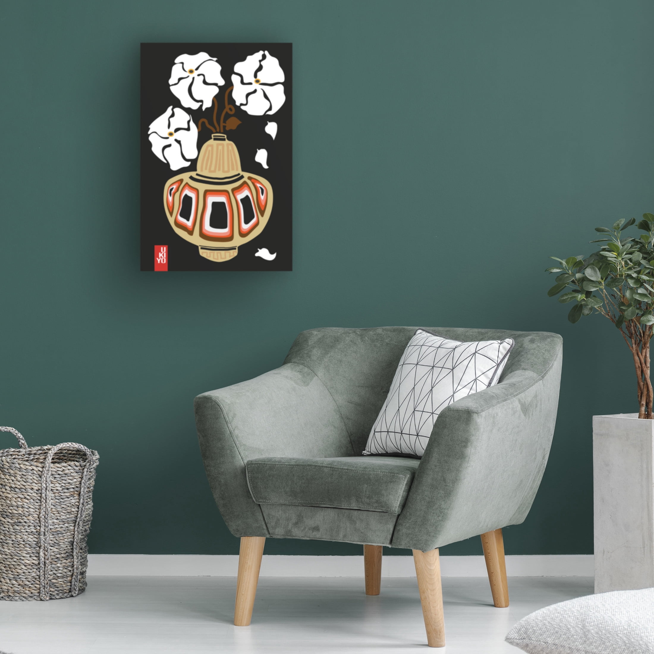 Trademark Fine Art Frances Collett Ukiyo Vase Flower Black Canvas Wall Art
