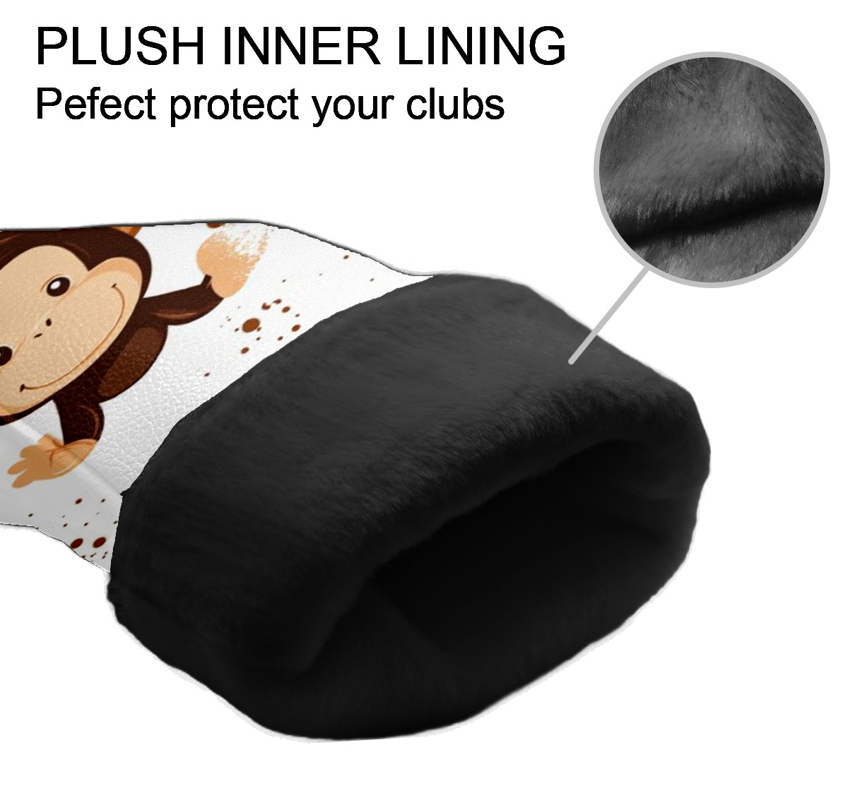 Golf Head Covers Monkey Handprint Pattern for Driver, Wood & Hybrid, Premium Waterproof PU Leather with Plush Lining, Playful Animal Golf Gifts