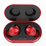 UrbanX Street Buds Plus True Bluetooth Wireless Earbuds For HTC Wildfire E With Active Noise Cancelling (Charging Case Included) Red