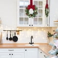 thumbnail image 2 of XJGHHSY 4 Pcs 10.6" Mini Eucalyptus Wreath with Buffalo Plaid Bow,Small Greenery Wreath for Cabinet,Candle Holder & Farmhouse Decor,Rose Red, 2 of 8