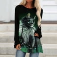 thumbnail image 2 of Blusa de manga larga con cuello redondo para mujer, camisetas informales con estampado de animales Pompotops FGAJ815, 2 of 5