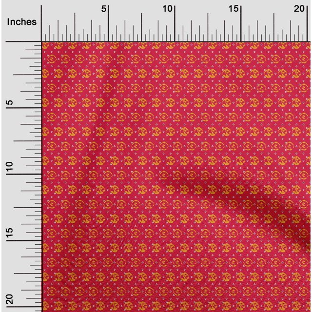 oneOone Silk Tabby Red Fabric Small Motif Bandhani Sewing Material Print Fabric By The Yard 42 Inch Wide