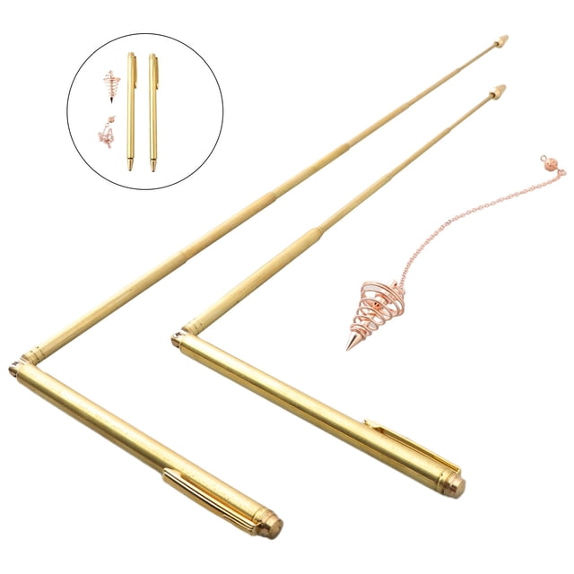 3/4Pcs 99.9% Pure Copper Metal Detector Rods Waters Witching Portable Dragon Seeking Tool Dowsing Rods + Pendulum Pendant