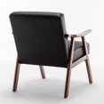 thumbnail image 4 of MIKIBAMA Mid-Century Modern Chair with Solid Wood Frame, Accent Chair Extra-Thick Backrest, Black PU, 4 of 10