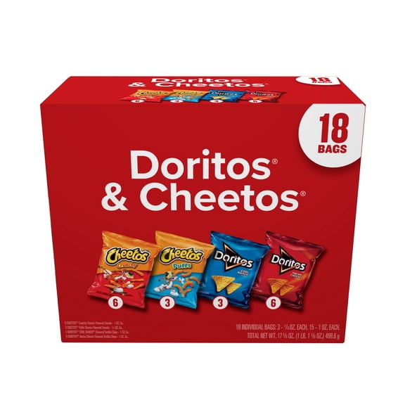 Frito-Lay Doritos & Cheetos Mix Variety Pack Snack Chips, 18 Count Multipack
