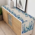 thumbnail image 4 of Spring Blue Floral Table Runner - 120 Inch Long, Kitchen Dining Table Runner Dresser Scarves, Farmhouse Weeping Floral Leaves Burlap Farmhouse Decor for Coffee Tables Wedding Party Banquet, 4 of 8