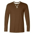 thumbnail image 5 of Big and Tall Men‘s Long Sleeve T-Shirt - Solid Color Casual Comfort Tee, Round Neck for Daily Wear, Spring Sport Shirt, Comfortable,Brown 2_3XL, 5 of 6