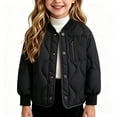 thumbnail image 4 of Girls Lightweight Quilted Padded Jacket Button Down Coat Cozy Warm Long Sleeve Outerwear for Girls Winter Outdoor Daily Wear, 4 of 6