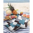 thumbnail image 3 of Pack of 2 Outdoor Pillow Covers, Mid Century Absrtact Geometric Blue Brown Gery Waterproof Square Throw Pillowcase Cushion Decorative Pillow Covers for Couch Patio Tent, 16x16 in, 3 of 6