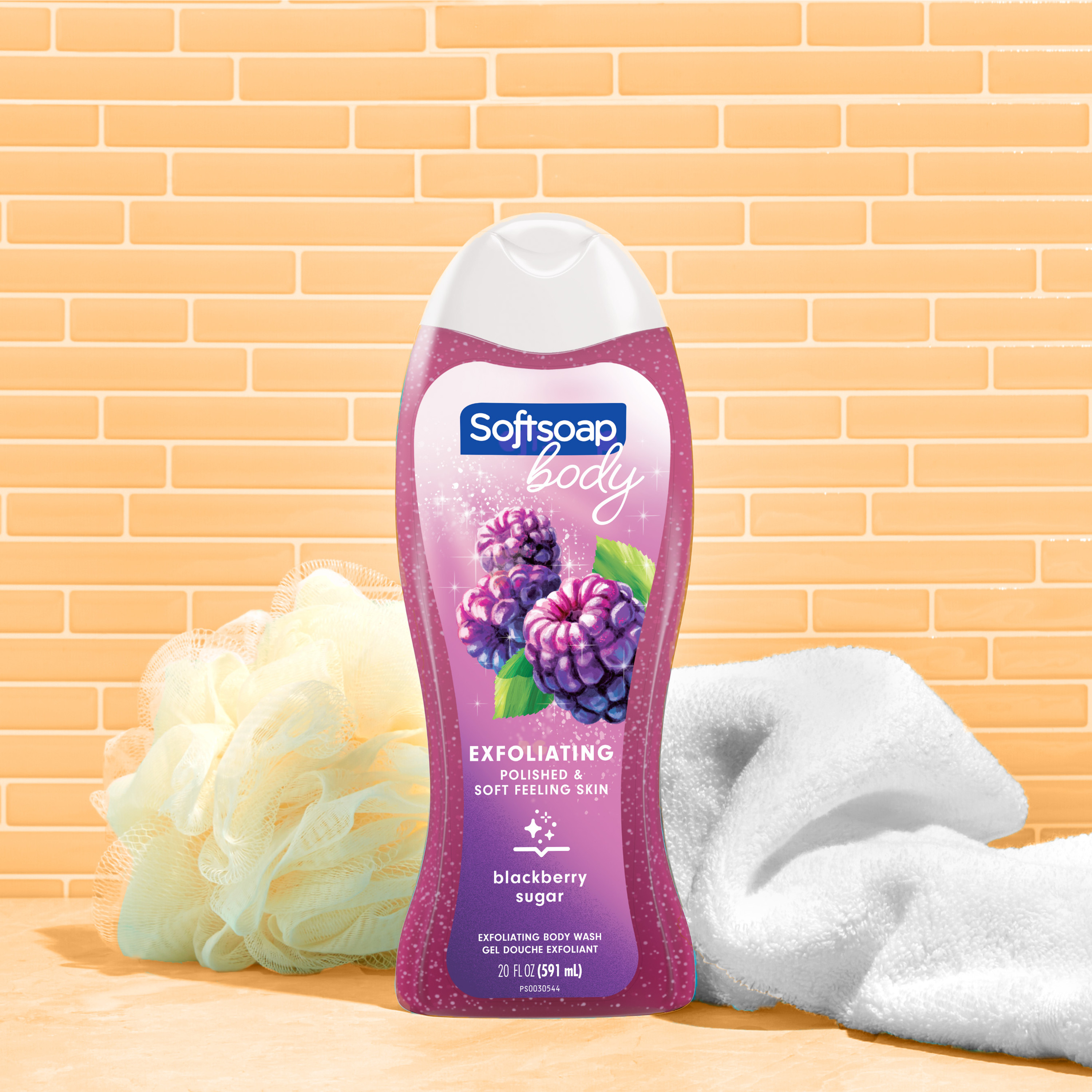 (4 pack) Softsoap Exfoliating Body Wash, Blackberry Sugar - 20 Ounce