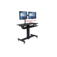 thumbnail image 2 of Rocelco 40" Height Adjustable Mobile Standing Desk - Sit Stand Home Office School Computer Workstation Riser - Dual Monitor Keyboard Tray Gas Spring Assist  (Black), 2 of 8