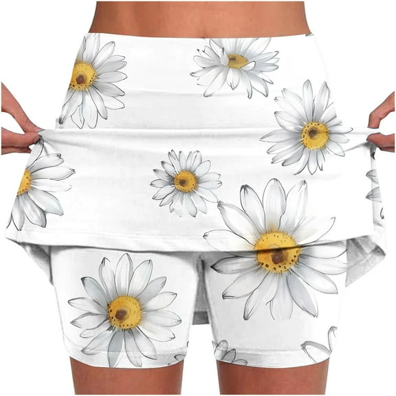 Rollbacks & More LEBONYARD Women's Flowy Yoga Skort,Women's New Color Mid-waist Skirt Pants Sports Shorts Bottoming Skirt Pants White M